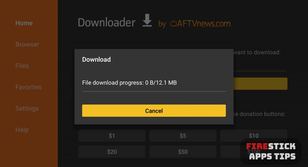 Aptoide TV for Firestick using Downloader