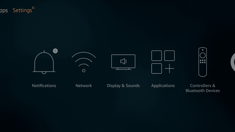 click Settings from the Fire TV home