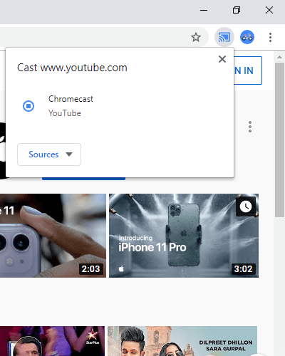 YouTube Chromecast