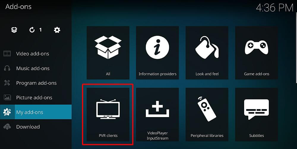 PVR IPTV Simple Client on Kodi