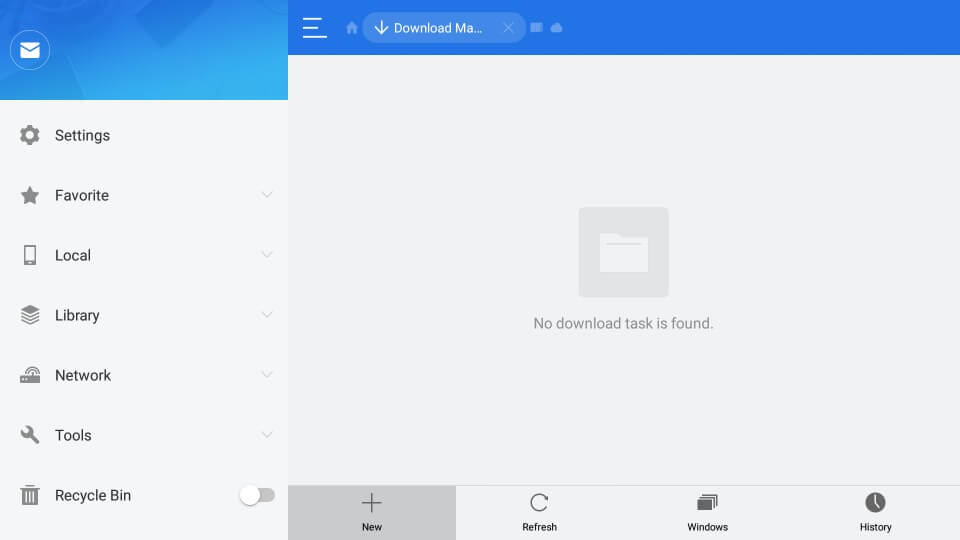 Click +New icon on ES File Explorer