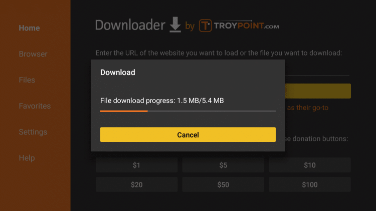 Downloader Morphix TV on Firestick