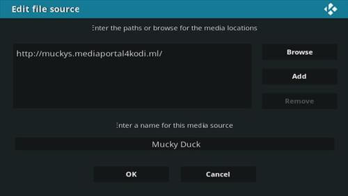 Enter the name source ad Mucky Back and click OK.