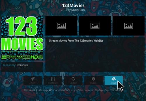 Click install to get 123Movies Kodi Addon 