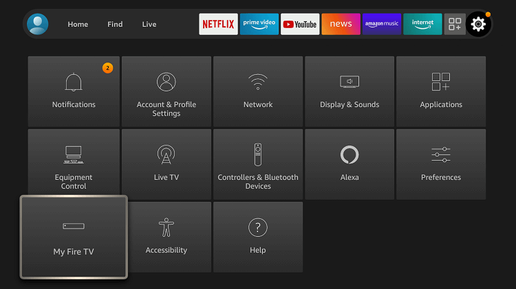 elect My Fire TV under Settings