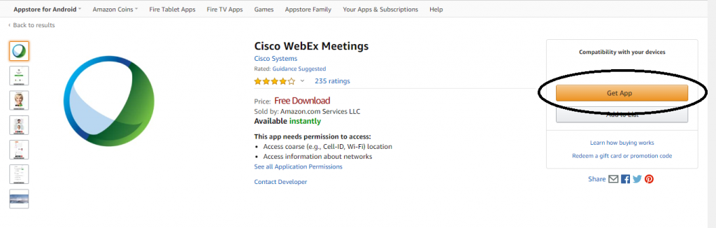 cisco webex meetings on firestick