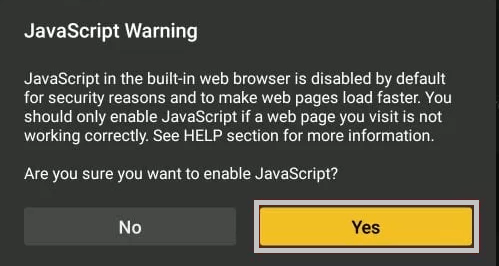 Click Yes to accept warning
