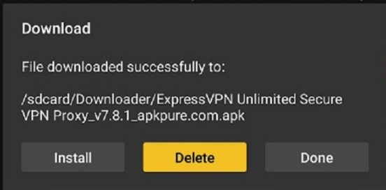 Click Delete to delete the APK file 