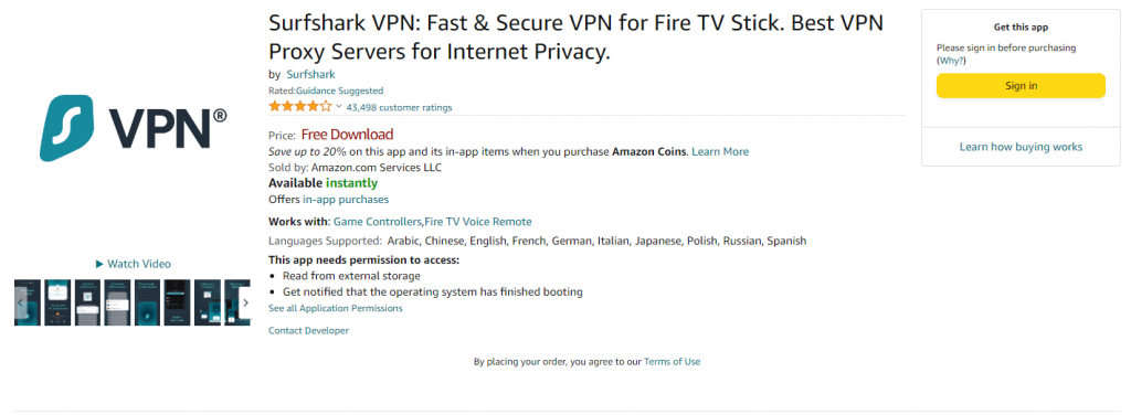 SurfShark VPN on Firestick