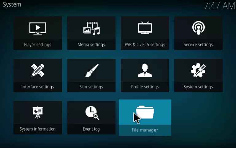 Under Settings, select File Manager