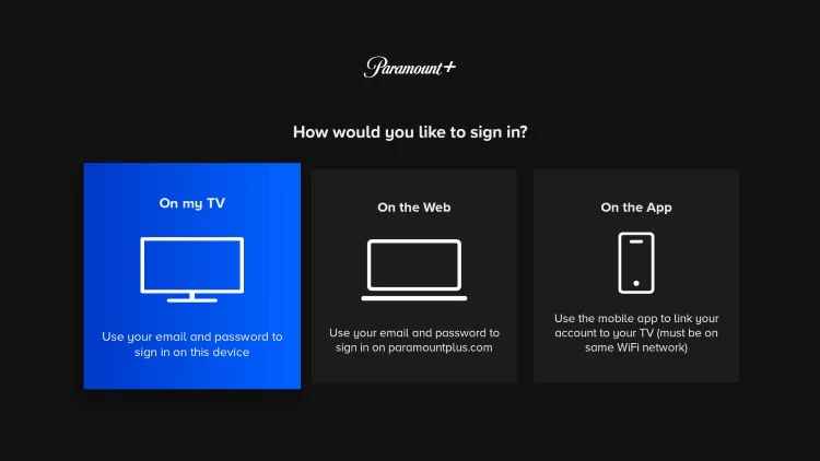 Select the device to activate Paramount Plus on Firestick