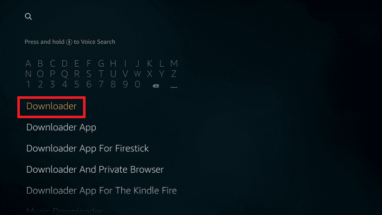 search for downloader app in firestick