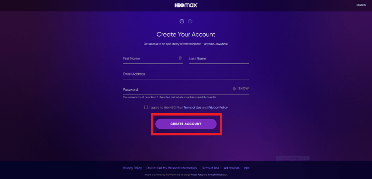 click create account 