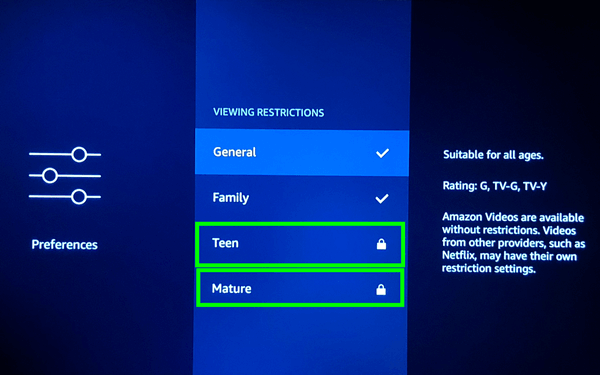 Viewing Restrictions Settings
