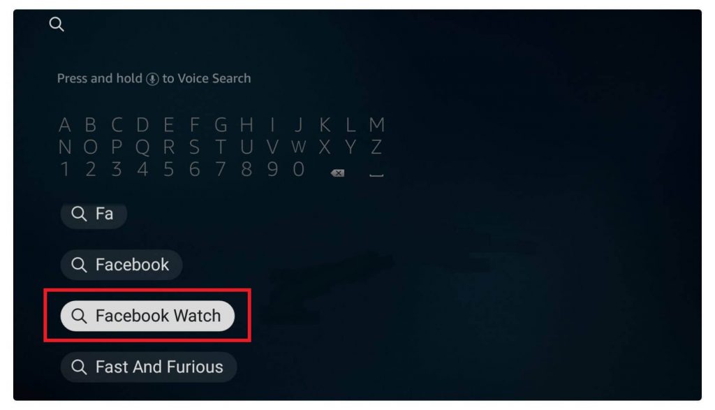search for Facebook Watch app