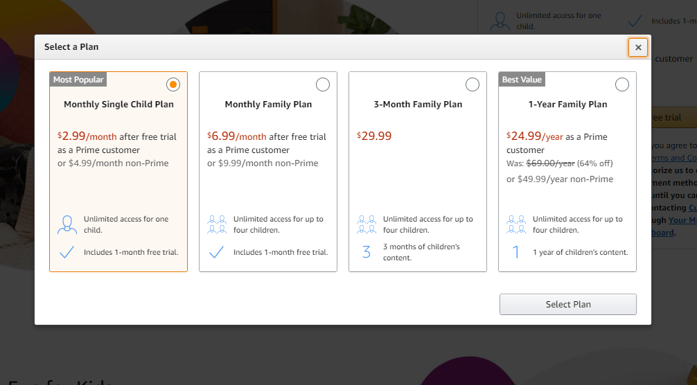 select the subscription plan