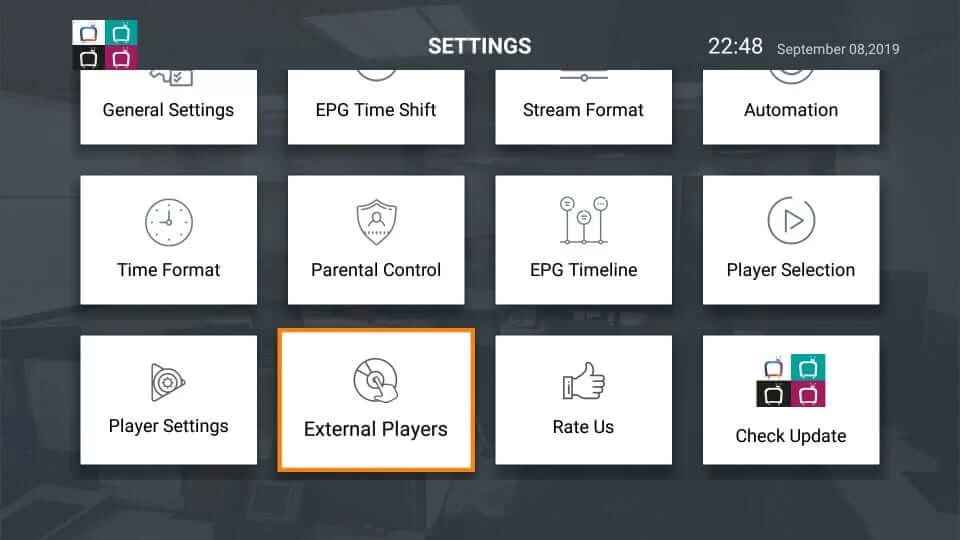 Click on the External Players option from the list.