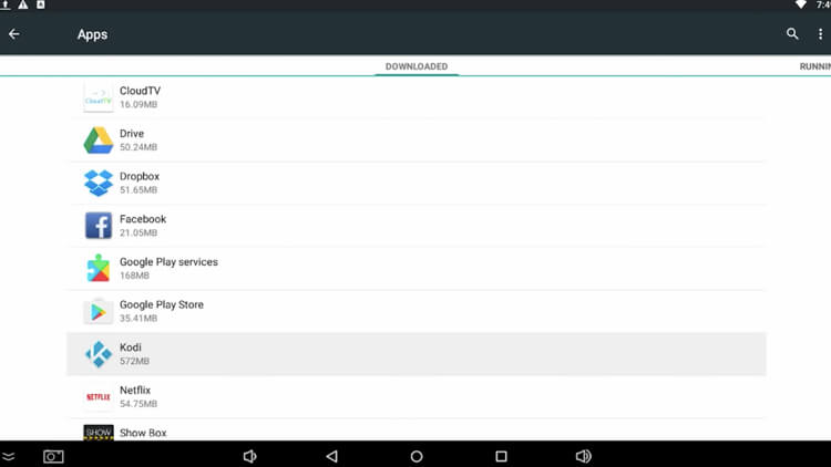 select Kodi - Reset Kodi on Android TV Box