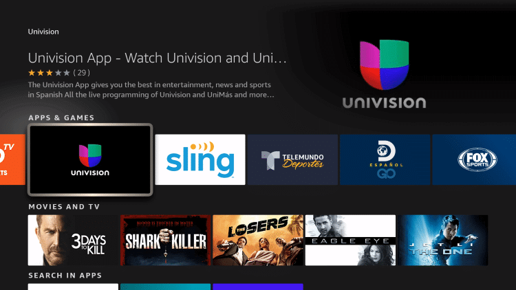Select Univision.