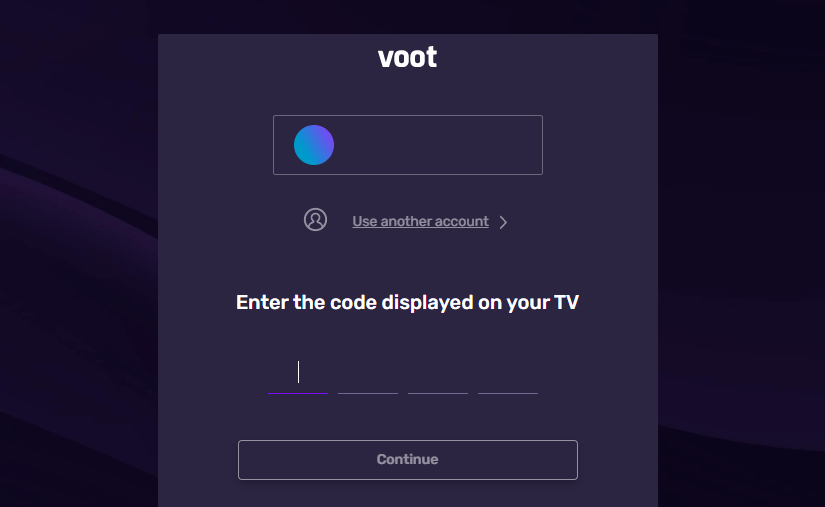 enter the TV code - VOOT on Firestick