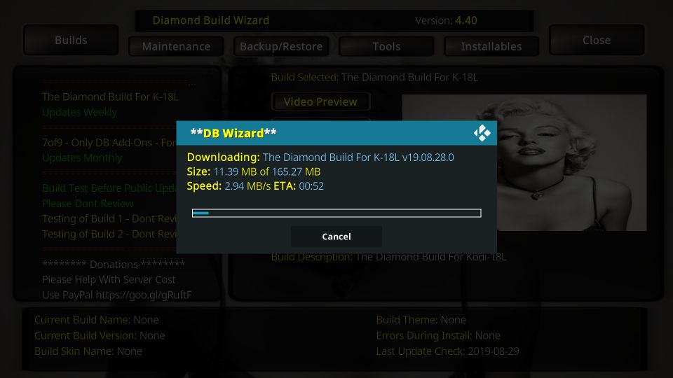 download to install Diamond dust build on Kodi 