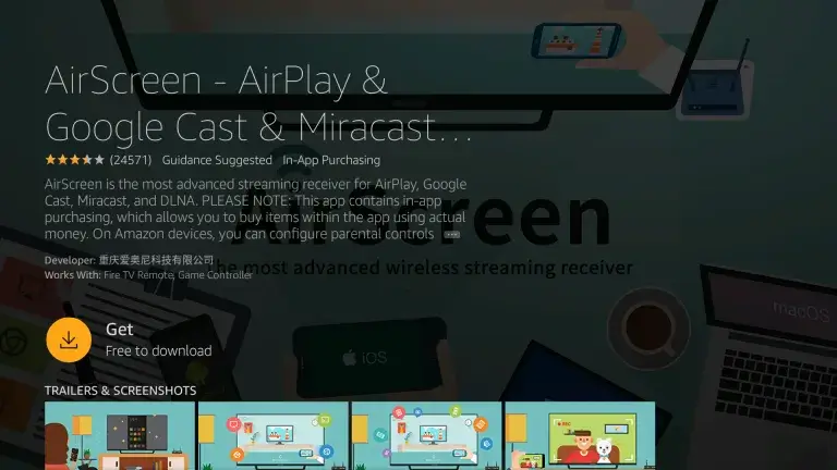 Click get to download airscreen