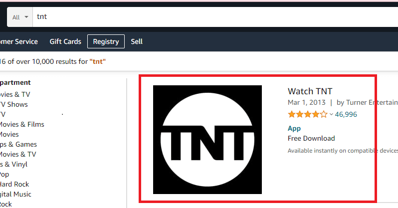 select Watch TNT app