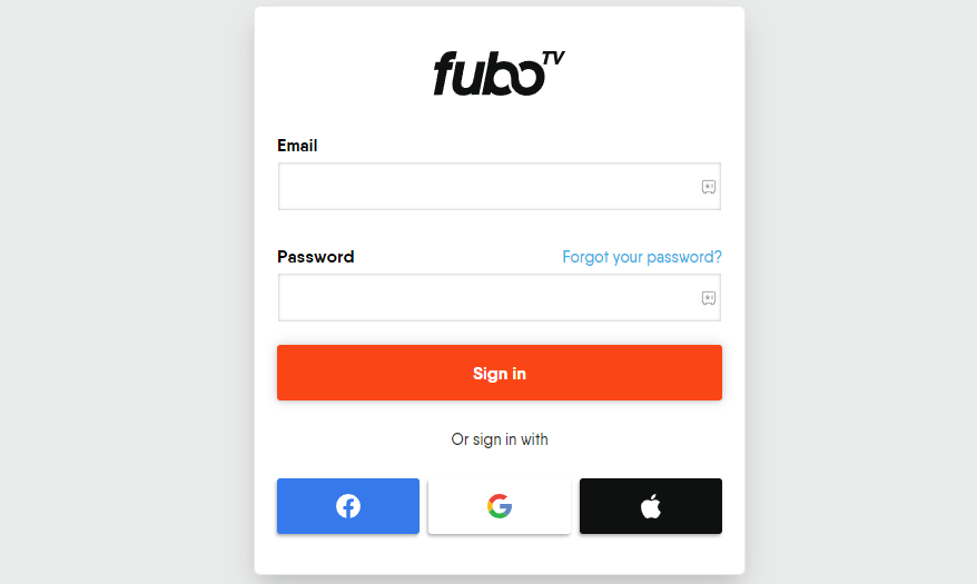 Provide your account credentials to sign up for fubo TV