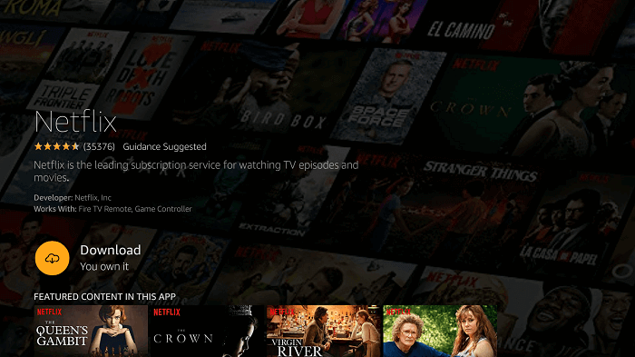 Select Download to install Netflix