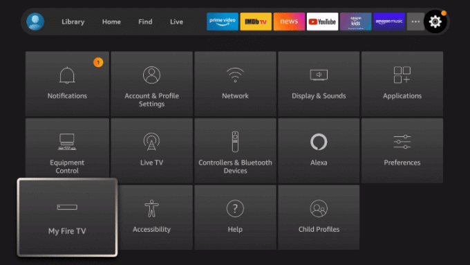 My Fire TV option on the app