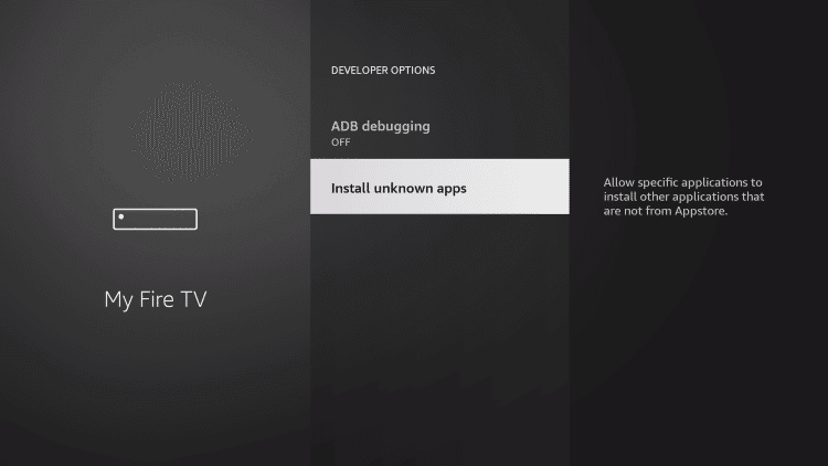 Install Unknown apps option on Firestick 