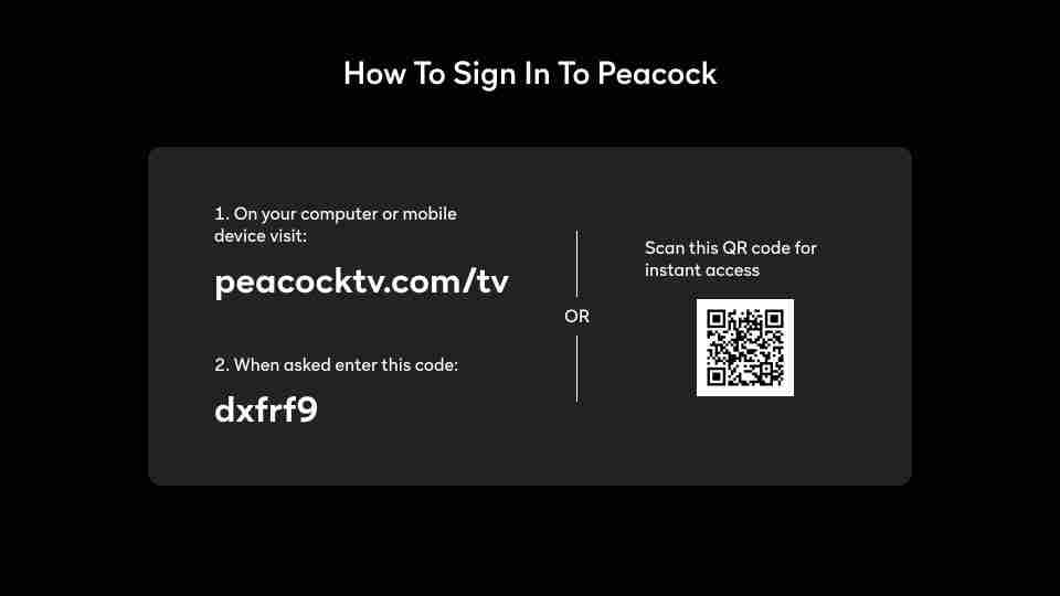 QR code screen on Peacock TV 