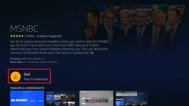 Install MSNBC on Firestick