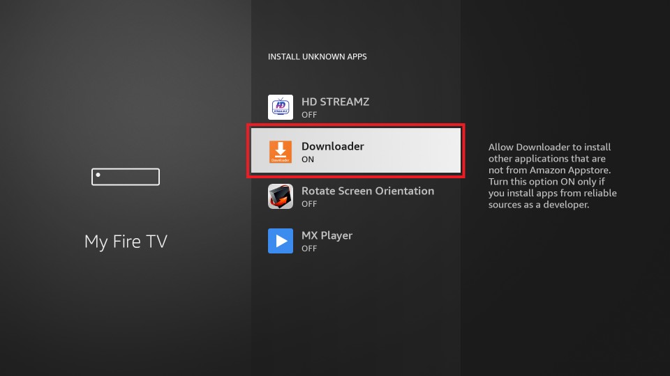 Turn on Downloader to install BET Plus on Firestick