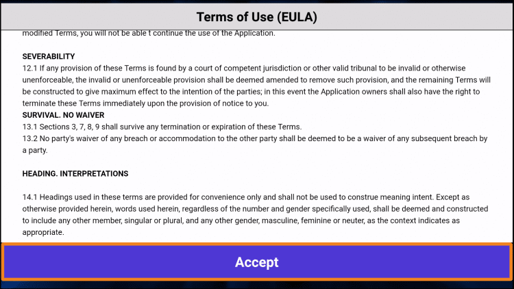 Accept the terms and conditions