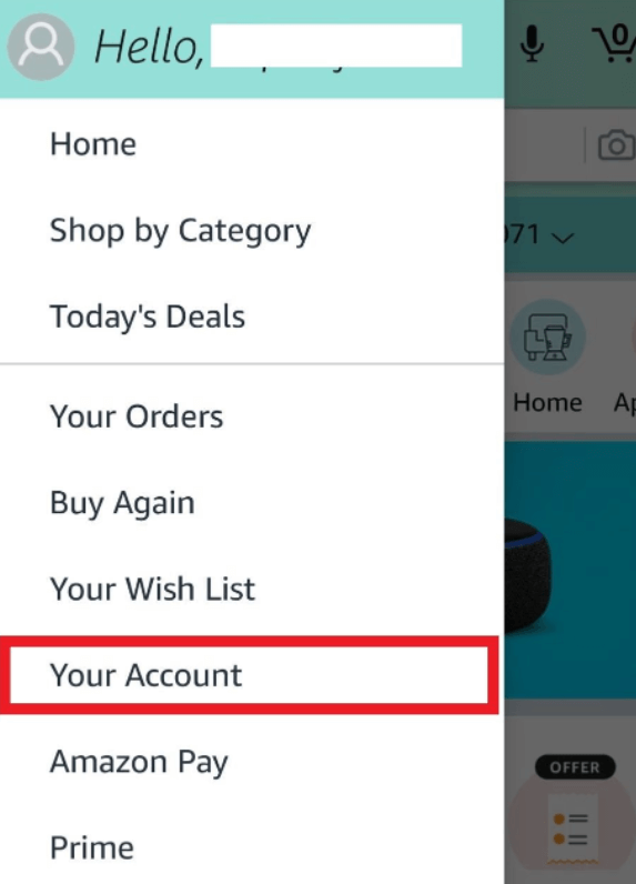 choose the your account option 