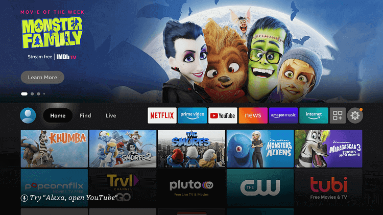 Launch the Fire TV home screen