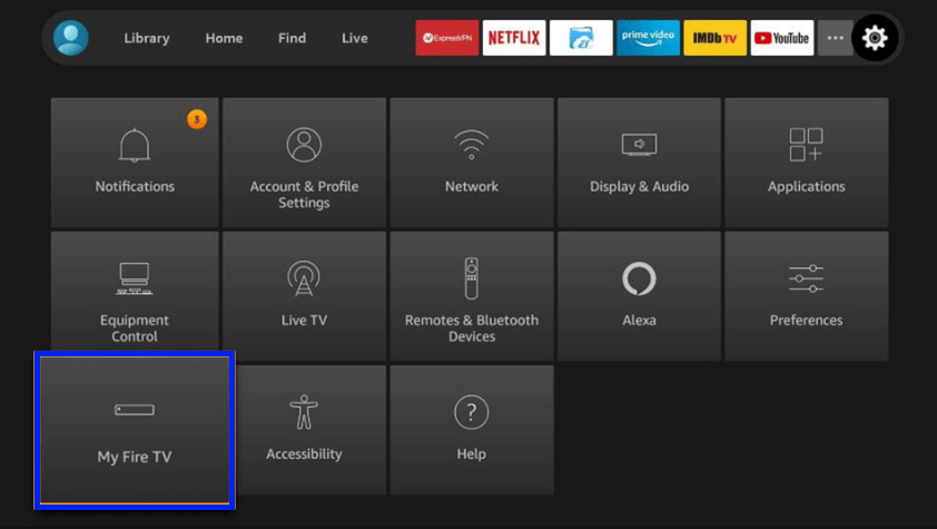 Select My Fire TV.  Media Lounge APK on Firestick