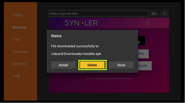 Delete -Syncler on Firestick