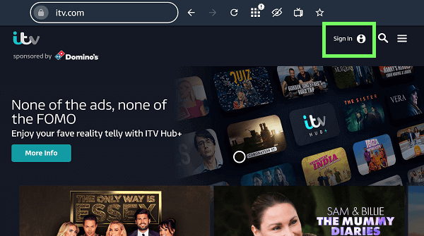Select SIGN IN. itv hub on firestick