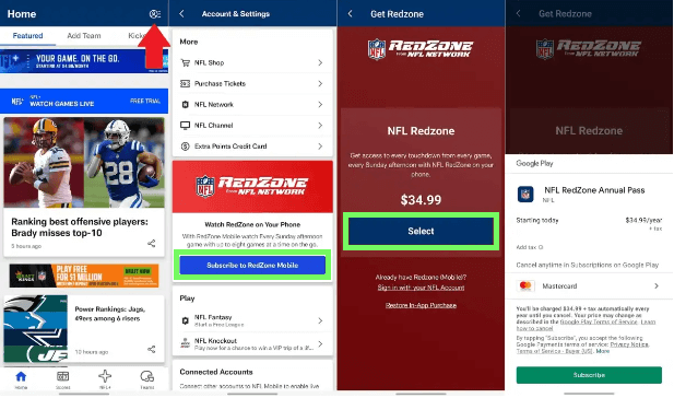 NFL app. nfl redzone on firestick