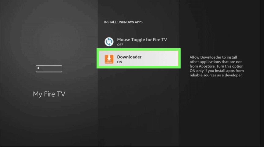 Turn ON Downloader. chive tv on firestick