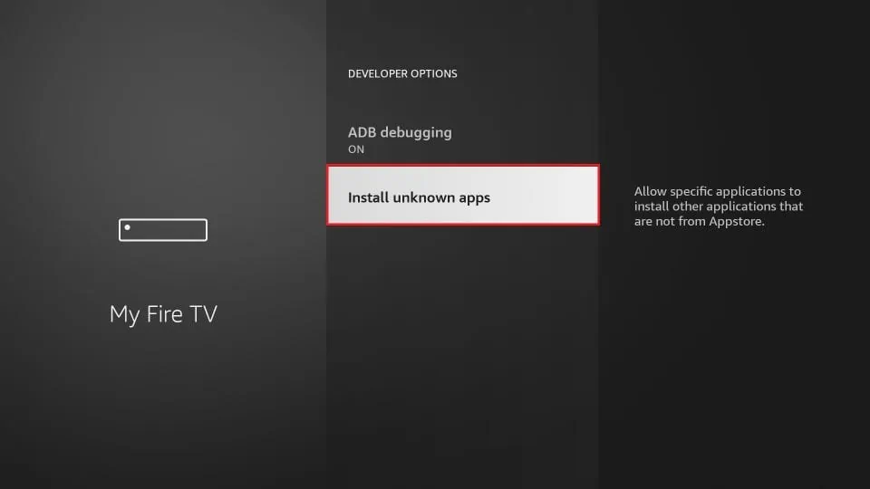 Click the Install Unknown Apps option to get Atom VPN on Firestick 