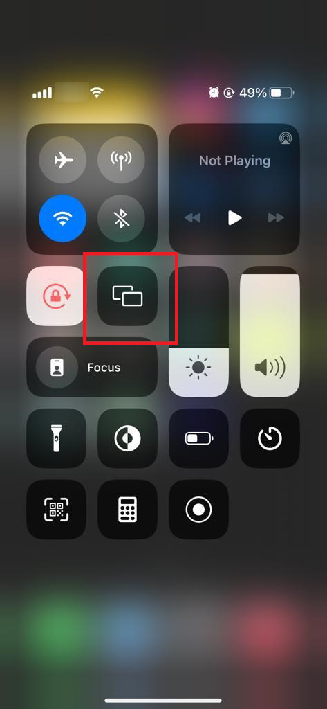 Control Centre on iPhone