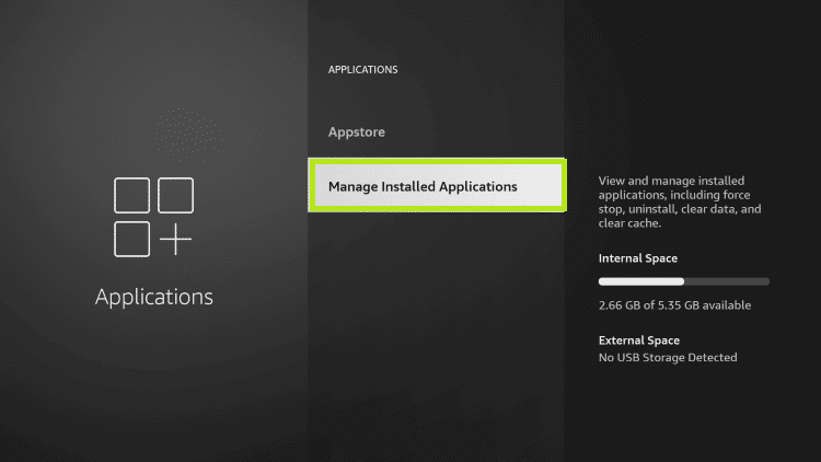 Manage Installed Applications under the Applications menu.