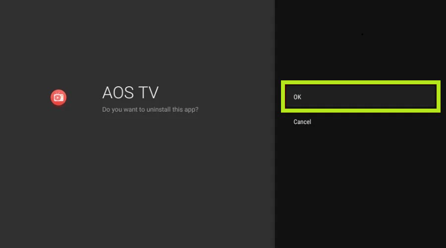 OK button to to delete apps on Firestick..
