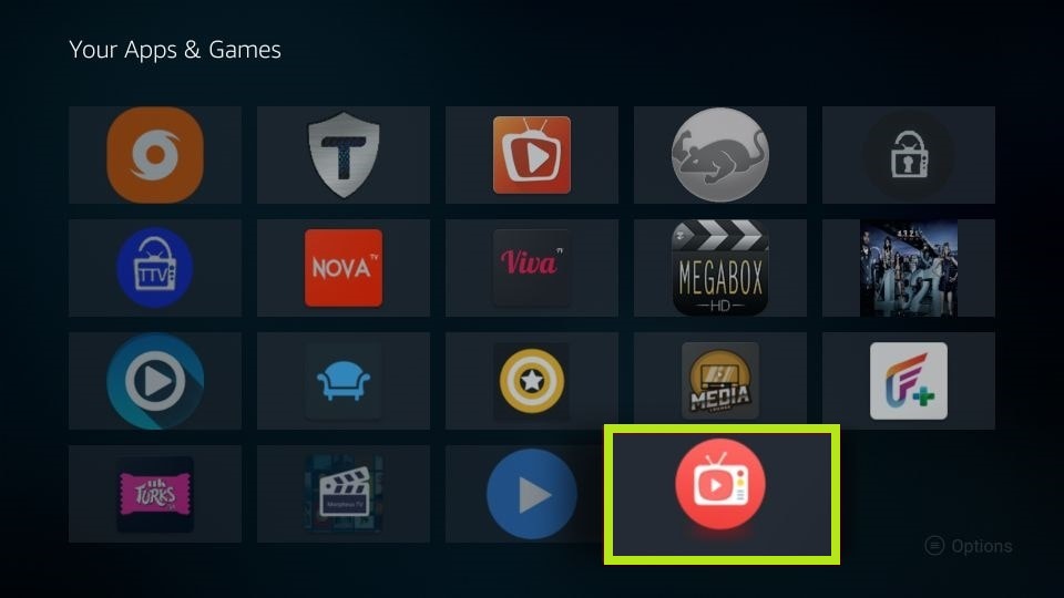 Highlight AOS TV icon.
