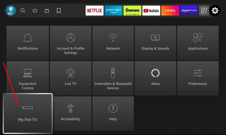 My Fire TV option on the homepage.