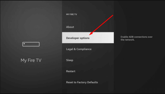 Developer Options under MY FIRE TV.