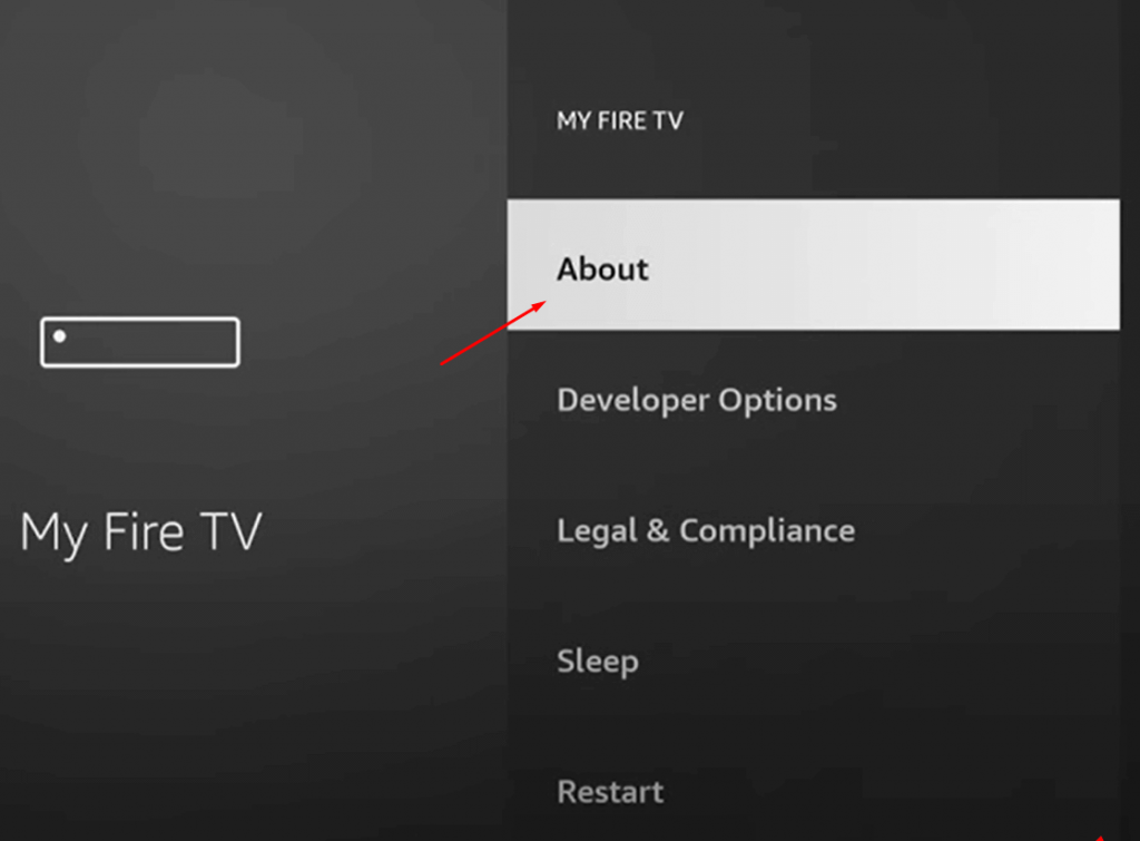 About option under MY FIRE TV.